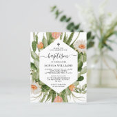 Budget Cactus Flowers Frame Baptism Invitation (Stehend Vorderseite)