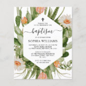 Budget Cactus Flowers Frame Baptism Invitation (Vorderseite)