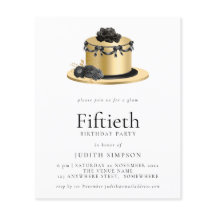 Budget Cake Gold Black 50. Geburtstag Einladung