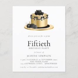 Budget Cake Gold Black 50. Geburtstag Einladung