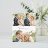 Budget Calligraphy 3 Photo Collage Thank You (Stehend Vorderseite)