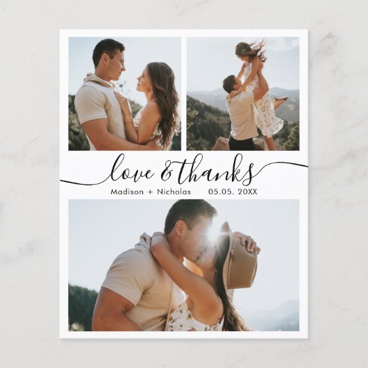 Budget Calligraphy Collage Wedding Danke Flyer (Vorne)