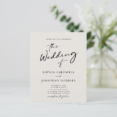 Budget Calligraphy Elegant Eggshell Wedding Einlad (Stehend Vorderseite)