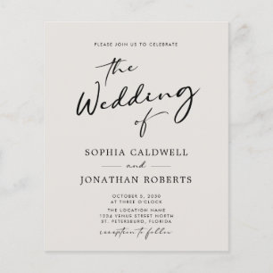 Budget Calligraphy Elegant Eggshell Wedding Einlad