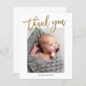 Budget Calligraphy Foto Baby Danke Karte (Vorne/Hinten)