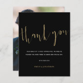 Budget Calligraphy Foto Gold Black Wedding Danke (Vorne/Hinten)