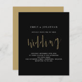 Budget Calligraphy Gold Black Wedding Einladung (Vorne/Hinten)