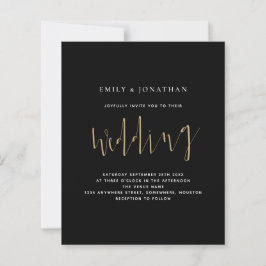 Budget Calligraphy Gold Black Wedding Einladung