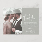 Budget Calligraphy Green Foto Wedding Vielen Dank Postkarte (Vorderseite)