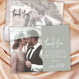 Budget Calligraphy Green Foto Wedding Vielen Dank Postkarte