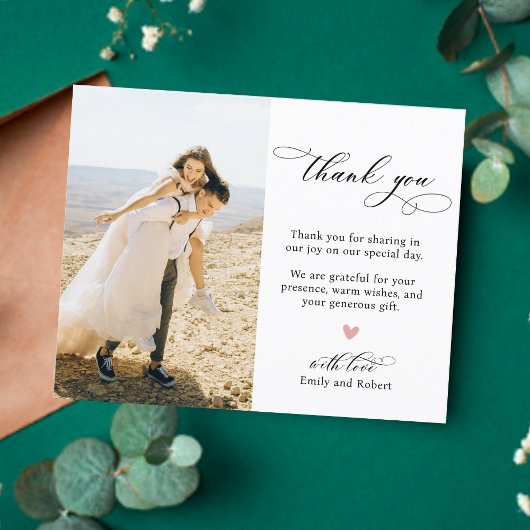 Budget Calligraphy Heart Foto Wedding Vielen Dank Flyer