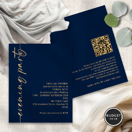 Budget Calligraphy QR Navy Wedding Abend Party