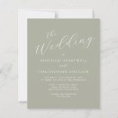 Budget Calligraphy Sage Green Wedding Einladung (Vorderseite)