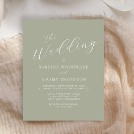 Budget Calligraphy Sage Green Wedding Einladung