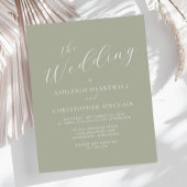 Budget Calligraphy Sage Green Wedding Einladung