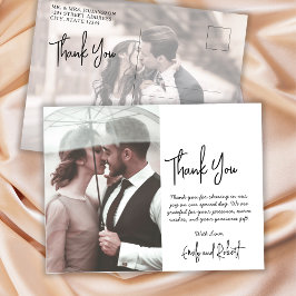 Budget Calligraphy Script Foto Wedding Vielen Dank Postkarte