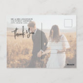 Budget Calligraphy Script Foto Wedding Vielen Dank Postkarte (Rückseite)