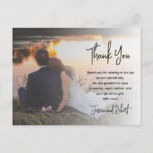 Budget Calligraphy Script Foto Wedding Vielen Dank Postkarte (Vorderseite)