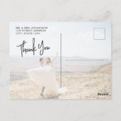 Budget Calligraphy Script Foto Wedding Vielen Dank Postkarte (Rückseite)