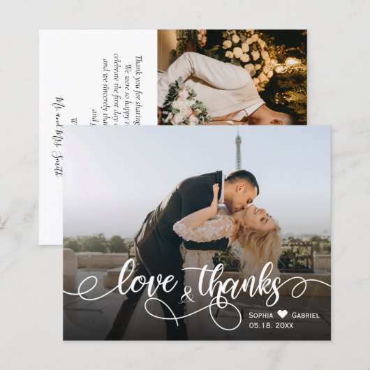 Budget Calligraphy Script Wedding Foto Vielen Dank (Vorne/Hinten)