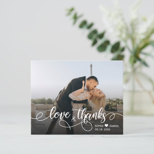 Budget Calligraphy Script Wedding Foto Vielen Dank (Stehend Vorderseite)