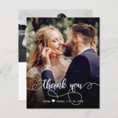 Budget Calligraphy Wedding Foto Danke Karte (Vorne/Hinten)