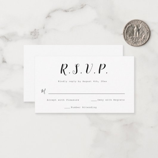 Budget Calligraphy Wedding RSVP Cards Mitteilungskarte (Vorderseite/Rückseite Beispiel)