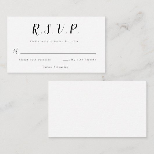Budget Calligraphy Wedding RSVP Cards Mitteilungskarte (Vorne/Hinten)