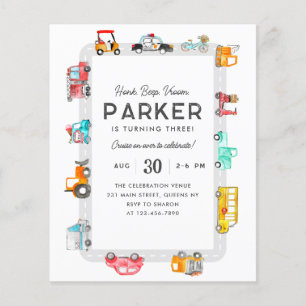 Budget Cars Street Kids Transportation Geburtstag Flyer