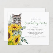 Budget Cat Sonnenblumen Blume Geburtstag Einladung (Vorne/Hinten)