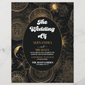 Budget Celestial Black Gold Wedding Flyer (Vorne)