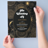 Budget Celestial Black Gold Wedding Flyer (Hand)