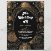 Budget Celestial Black Gold Wedding Flyer (Vorne)