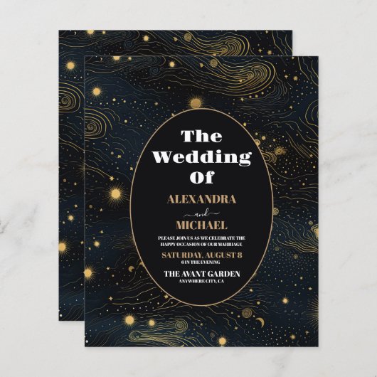 Budget Celestial Crescent Moon Gold Hochzeit (Vorne/Hinten)