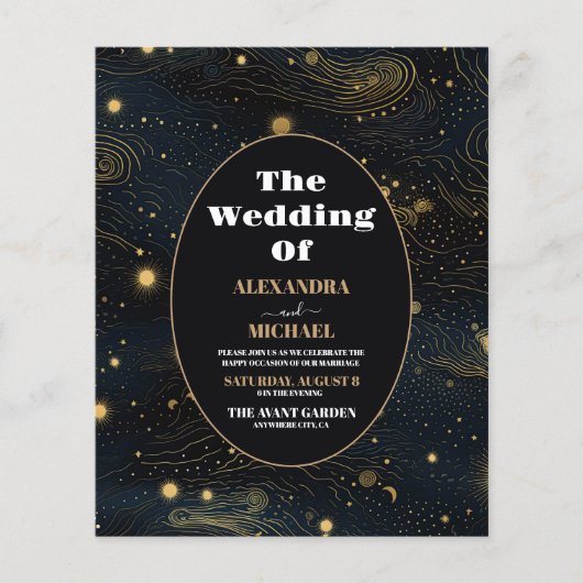 Budget Celestial Crescent Moon Gold Hochzeit (Vorderseite)