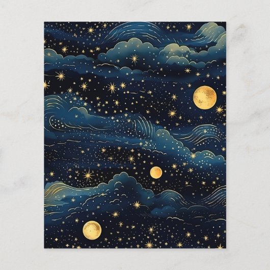 Budget Celestial Midnight Blue Stars Moon Wedding (Rückseite)