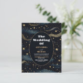 Budget Celestial Midnight Blue Stars Moon Wedding (Stehend Vorderseite)