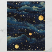 Budget Celestial Midnight Blue Stars Moon Wedding Flyer (Hinten)
