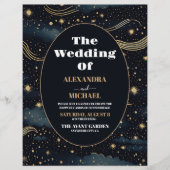 Budget Celestial Midnight Blue Stars Moon Wedding Flyer (Vorne)