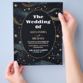 Budget Celestial Midnight Blue Stars Moon Wedding Flyer (Hand)