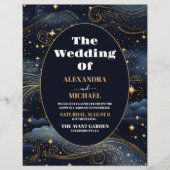 Budget Celestial Midnight Blue Stars Moon Wedding Flyer (Vorne)
