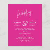 BUDGET CERISE PINK Moderne Core Wedding Flyer (Vorne)