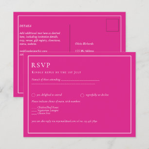 BUDGET CERISE PINK Moderne Core Wedding Postkarte