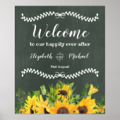 Budget CHALKBOARD Hochzeit Begrüßung Sonnenblumen Poster (Vorne)