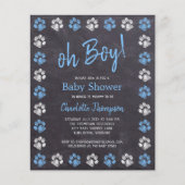 Budget Chalkboard Paw Prints Blue Boy Baby Dusche (Vorderseite)