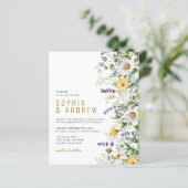 Budget Chamomile & Eukalyptus Wedding Einladung (Stehend Vorderseite)