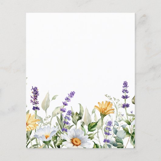 Budget Chamomile & Eukalyptus Wedding Einladung (Rückseite)