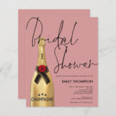 Budget Champagne Flasche Dusty Rose Brautparty (Vorne/Hinten)