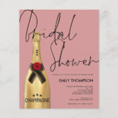 Budget Champagne Flasche Dusty Rose Brautparty (Vorderseite)