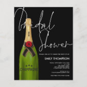 Budget Champagne Flasche Script Black Brautparty (Vorderseite)
